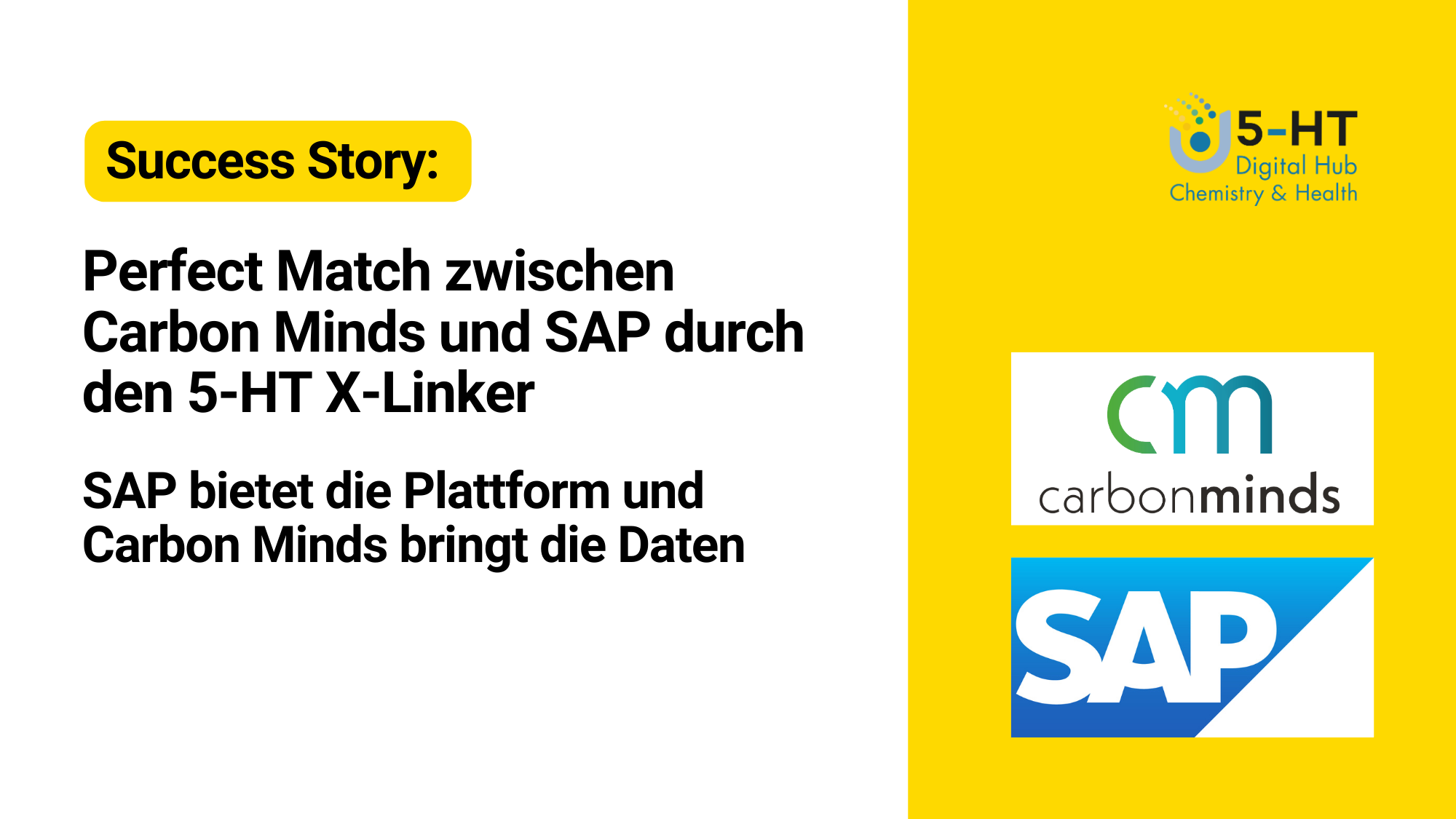 Perfect Match zwischen Carbon Minds und SAP durch den 5-HT X-Linker – SAP bietet die Plattform und Carbon Minds bringt die Daten